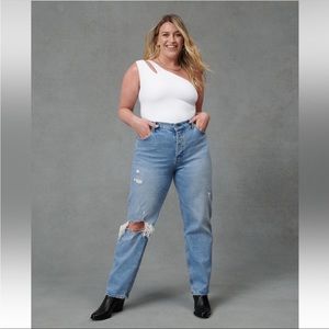 Abercrombie & Fitch NWT Curve Love The Dad High Rise Jeans Ripped Wash